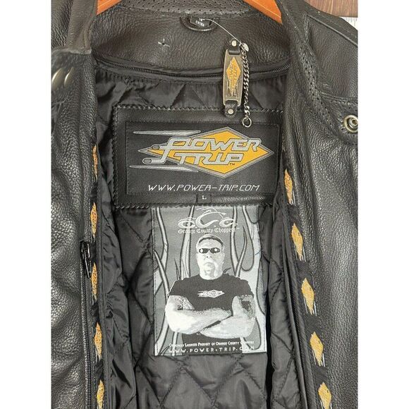 Orange County Choppers Power Trip Leather Jacket Black Signed Autographed Mikey - Picture 9 of 14
